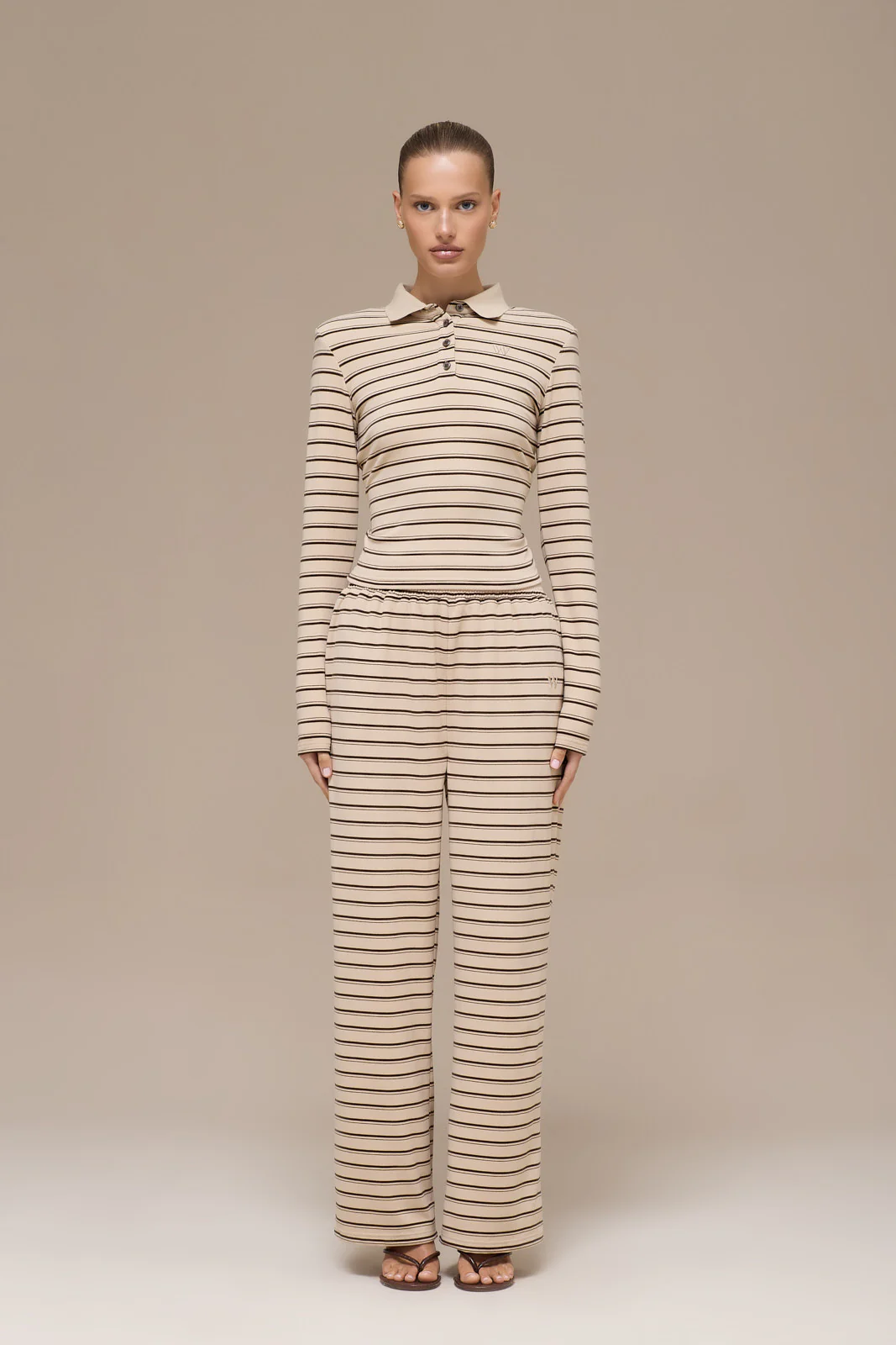FRANKIE TROUSERS | BEIGE STRIPE - SALE - Image 4