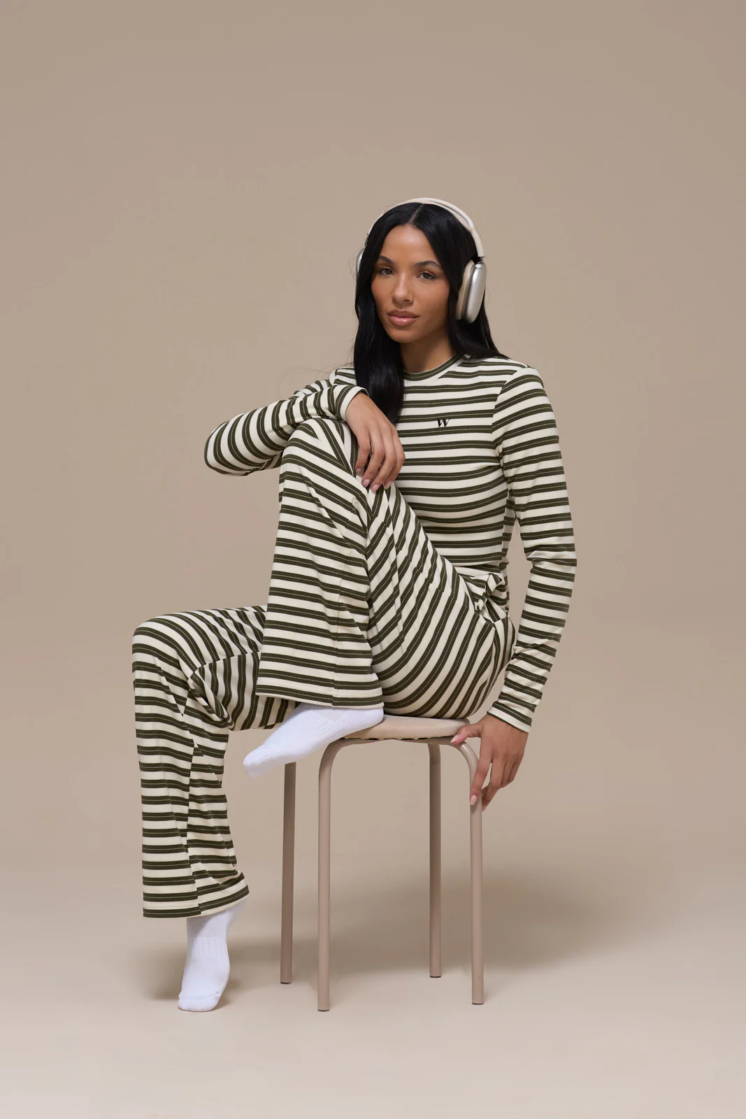 FRANKIE TROUSERS | CREAM & KHAKI STRIPE