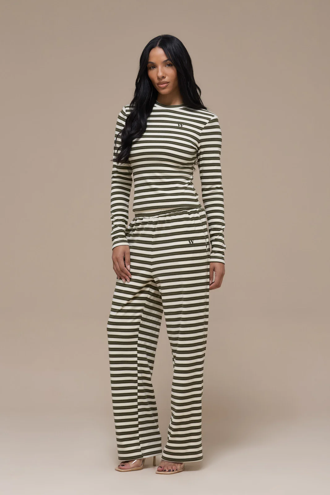FRANKIE TROUSERS | CREAM & KHAKI STRIPE - Image 14