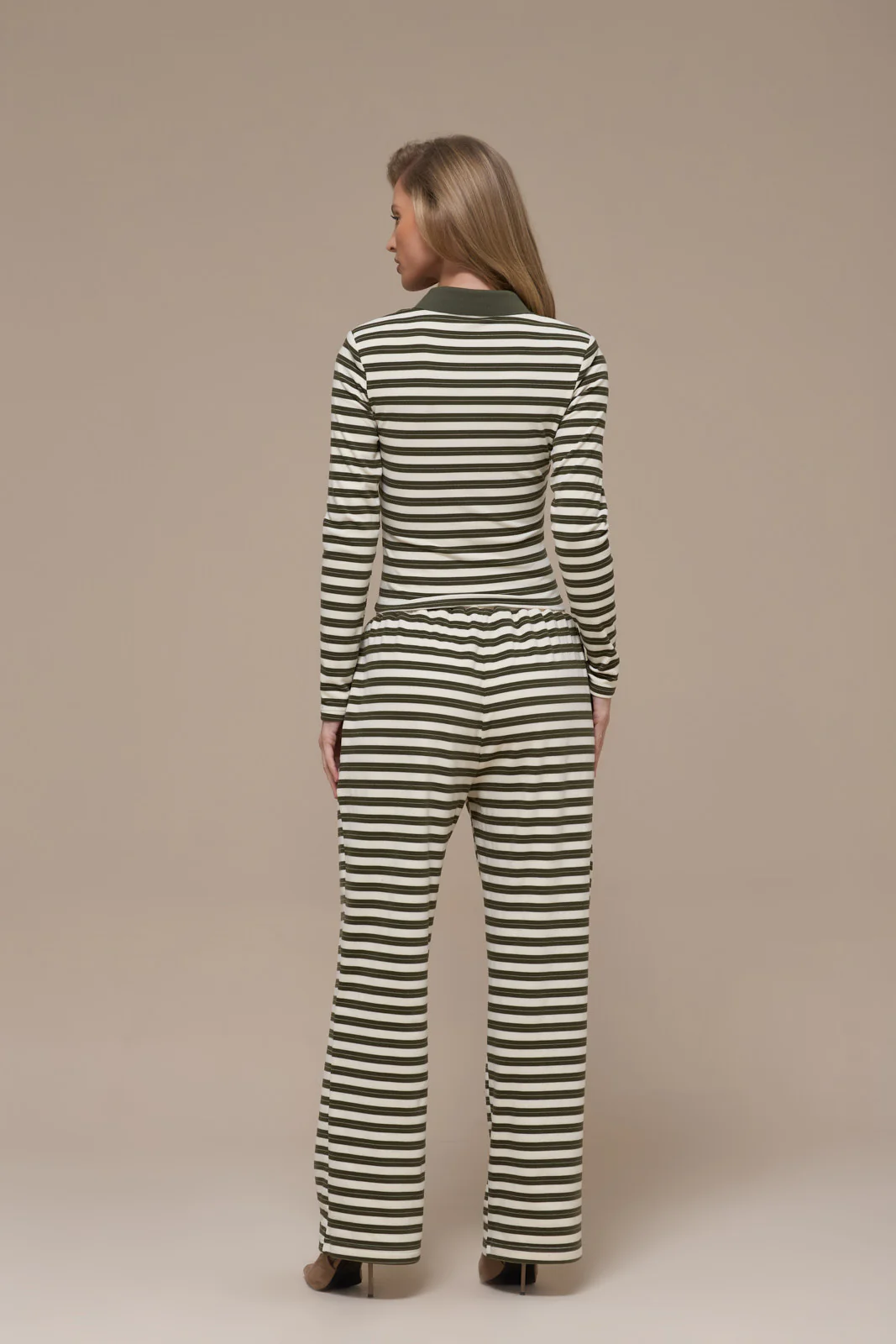FRANKIE TROUSERS | CREAM & KHAKI STRIPE - Image 16
