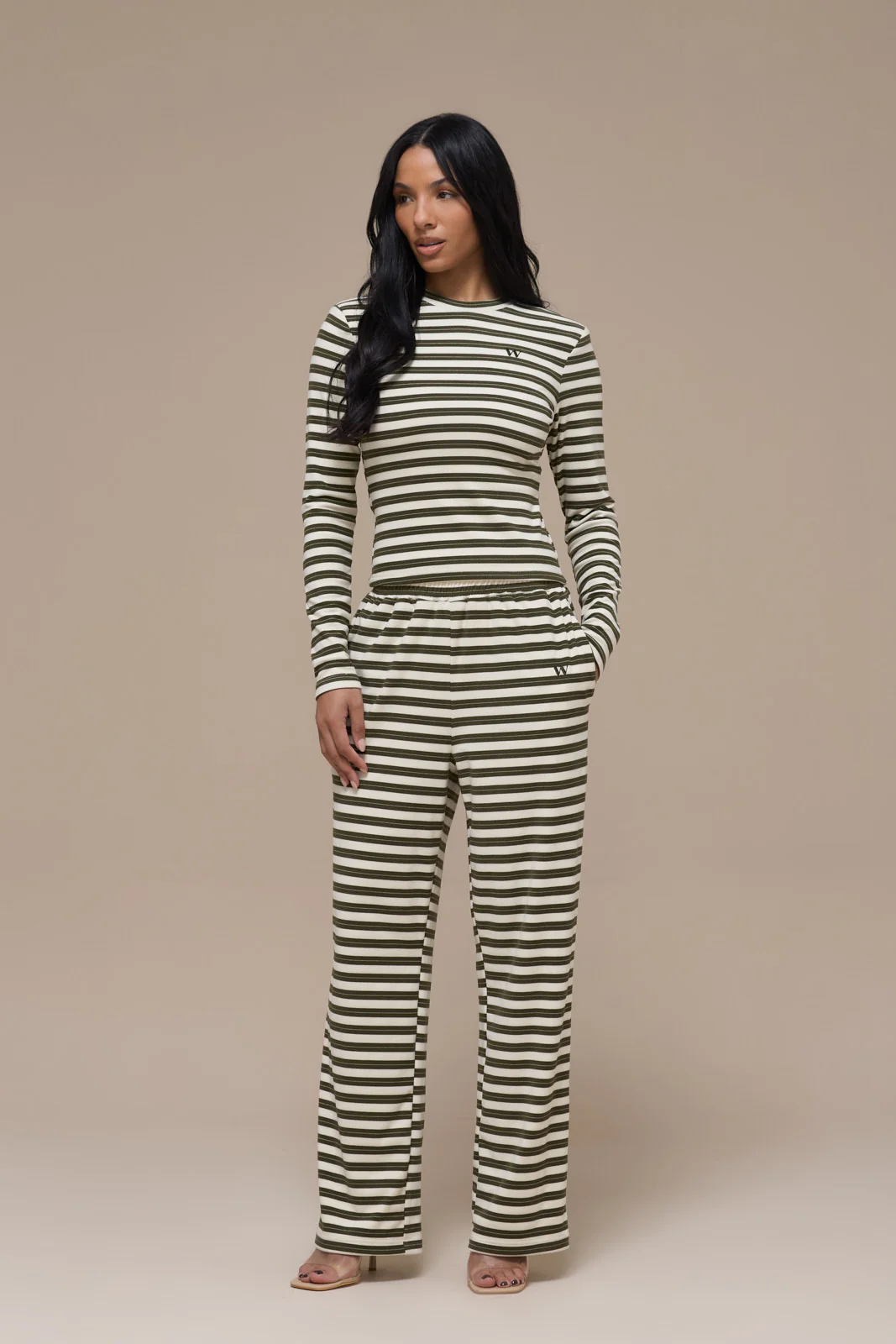 FRANKIE TROUSERS | CREAM & KHAKI STRIPE - Image 7