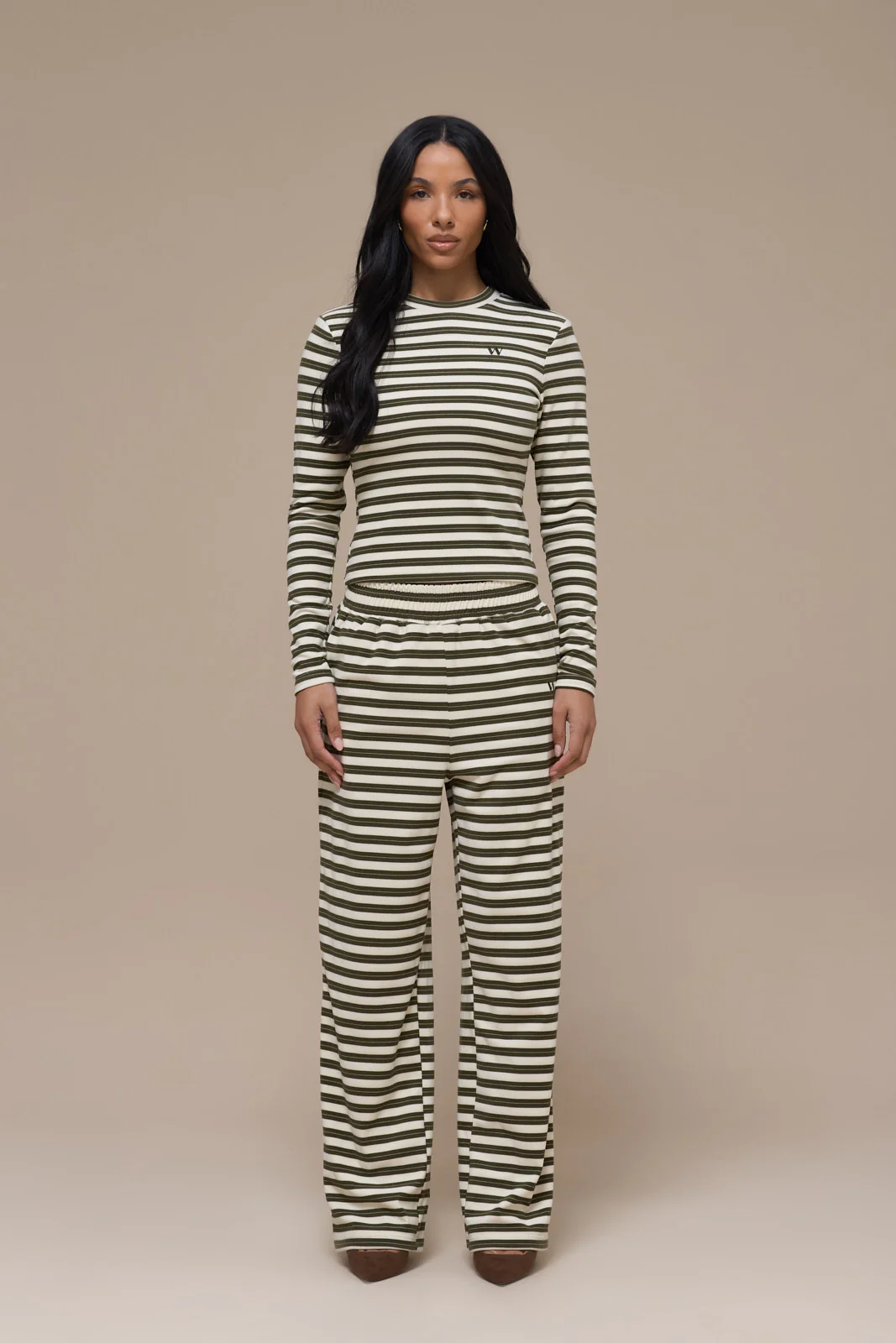 FRANKIE TROUSERS | CREAM & KHAKI STRIPE - Image 9