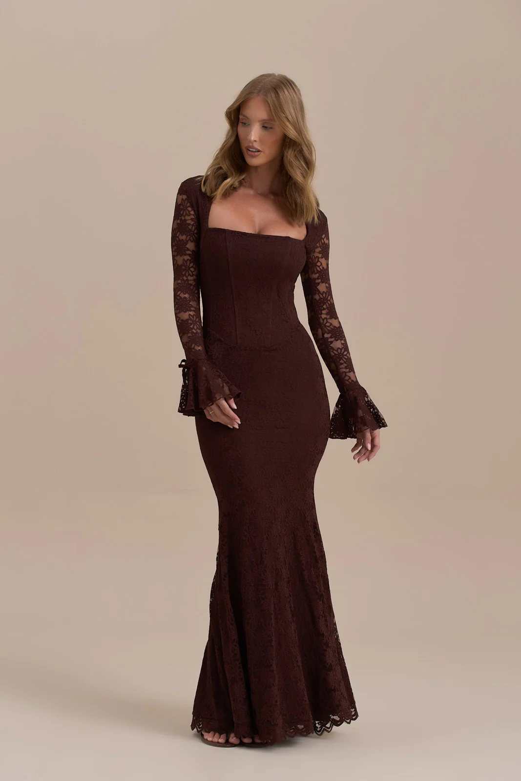 JULIETTE LACE MAXI DRESS | CHOCOLATE - Image 9