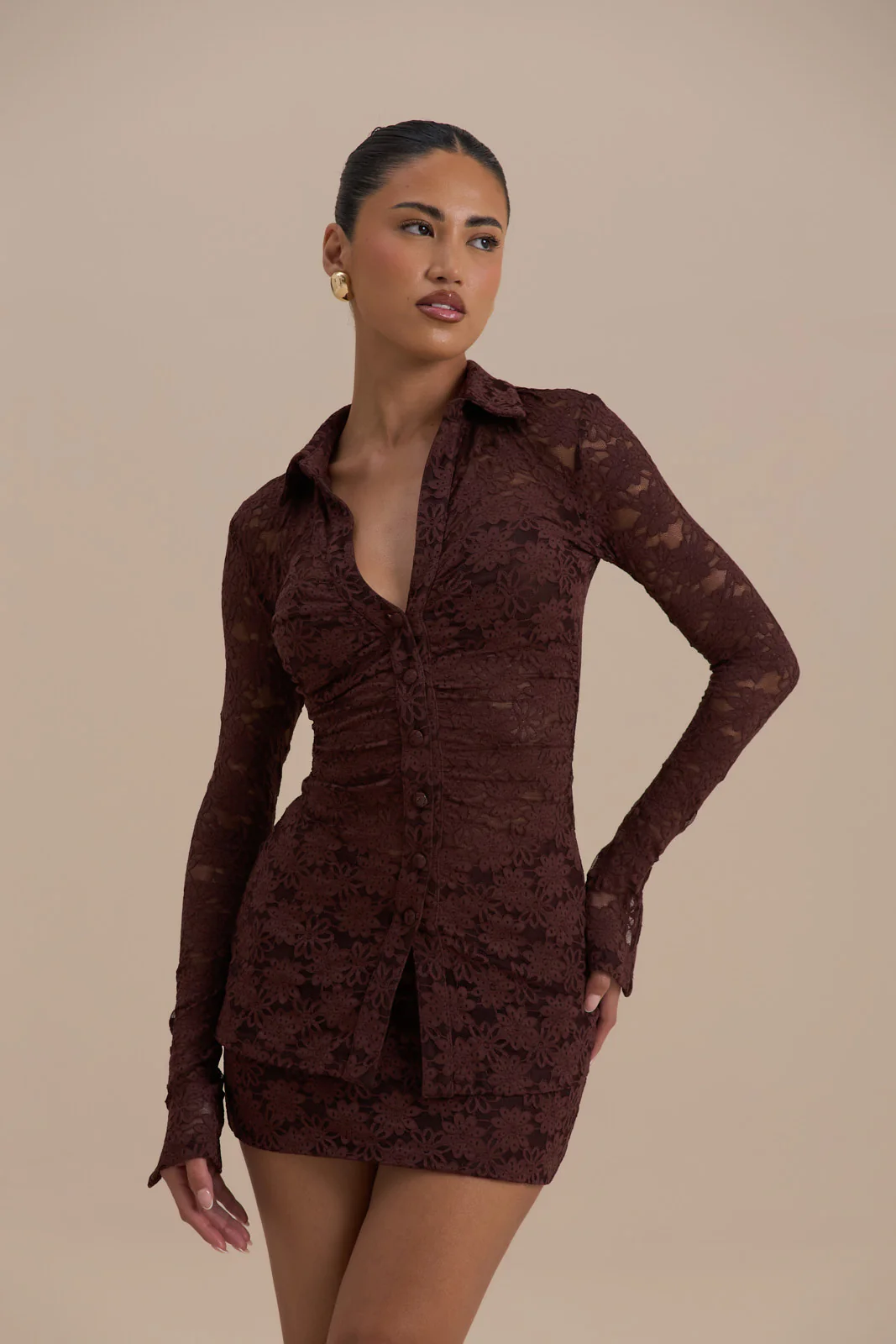 LACIE LONG SLEEVE SHIRT | CHOCOLATE LACE - Image 4