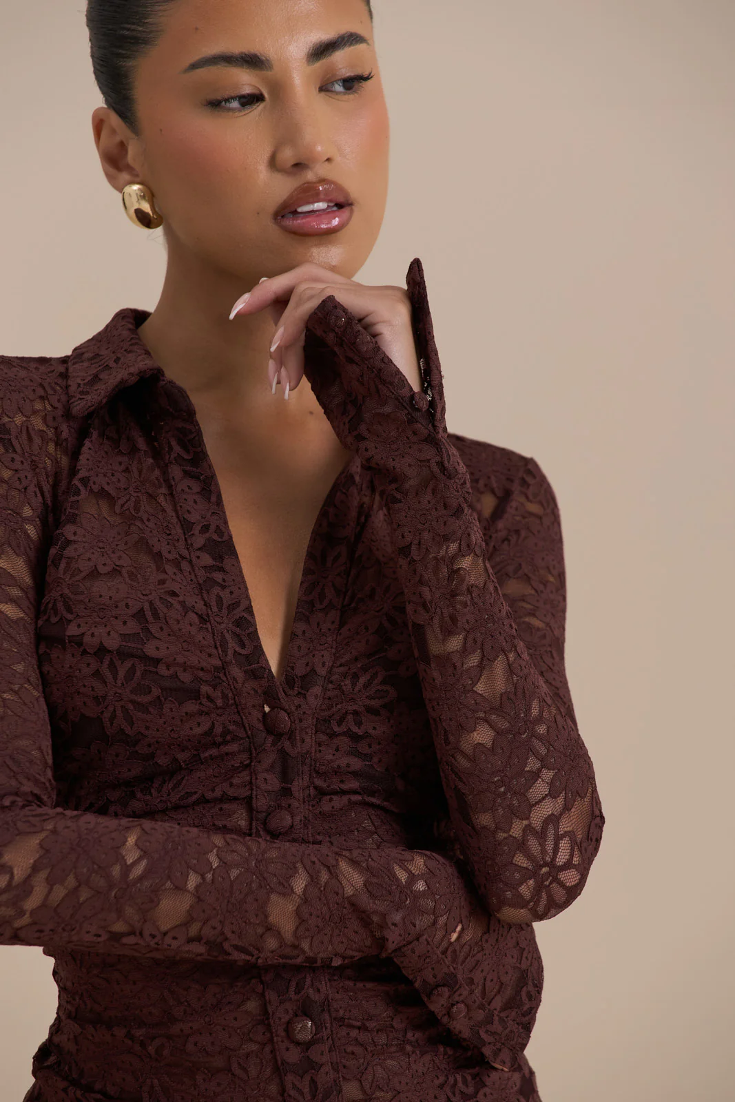LACIE LONG SLEEVE SHIRT | CHOCOLATE LACE - Image 5