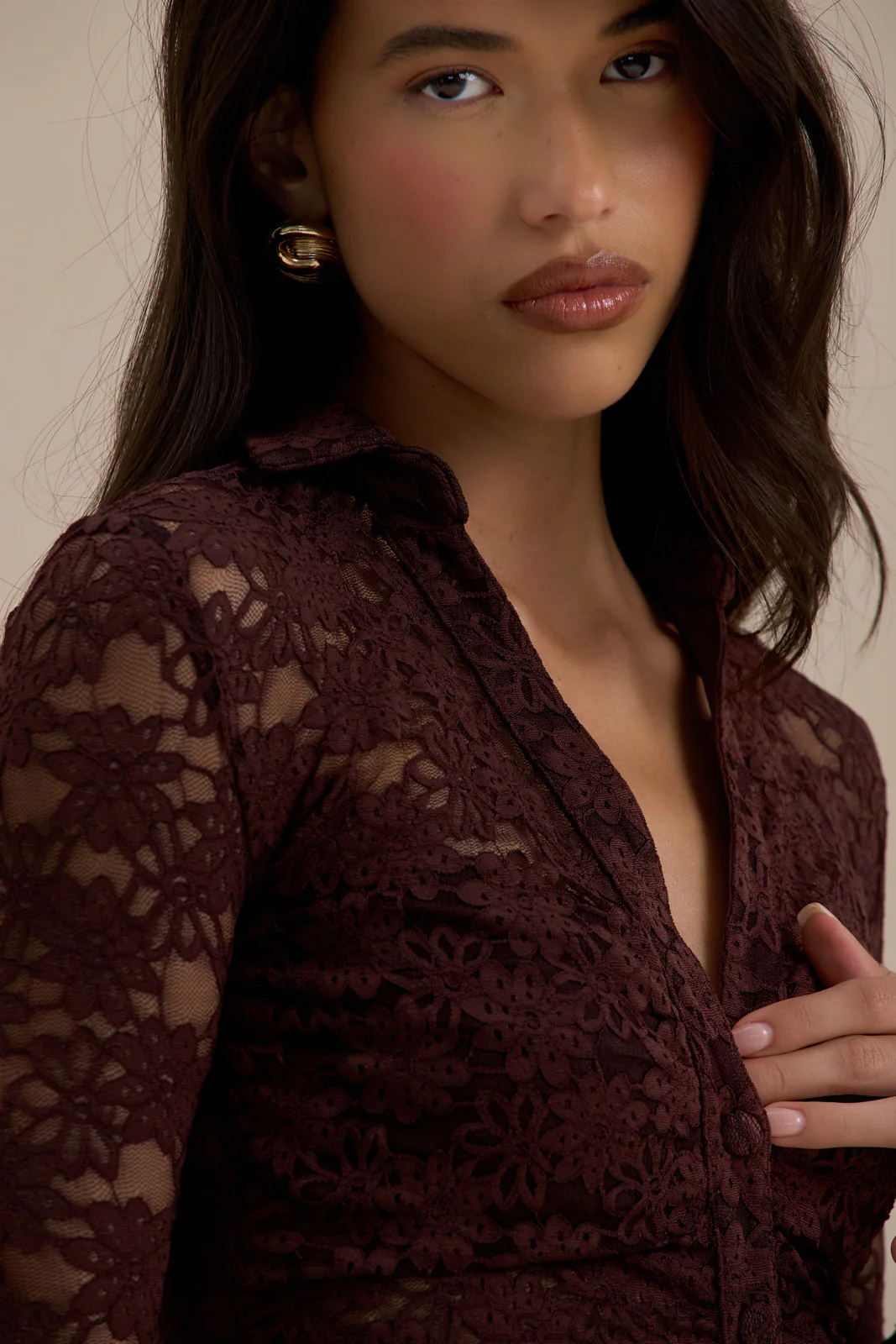 LACIE LONG SLEEVE SHIRT | CHOCOLATE LACE - Image 6