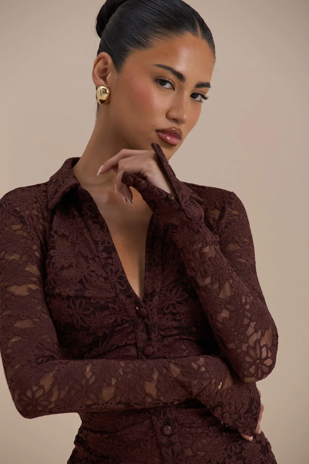 LACIE LONG SLEEVE SHIRT | CHOCOLATE LACE - Image 8