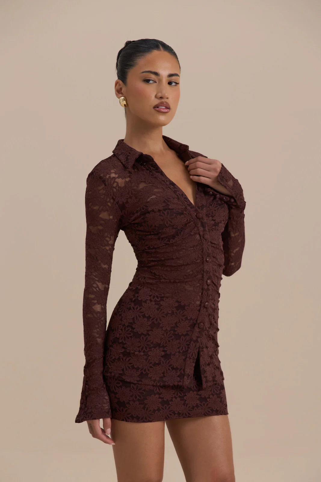 LACIE LONG SLEEVE SHIRT | CHOCOLATE LACE - Image 9