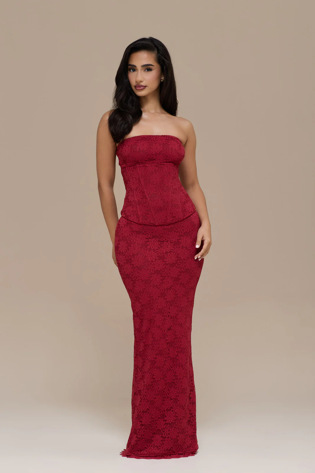 LACIE MAXI SKIRT | RED LACE - Image 3