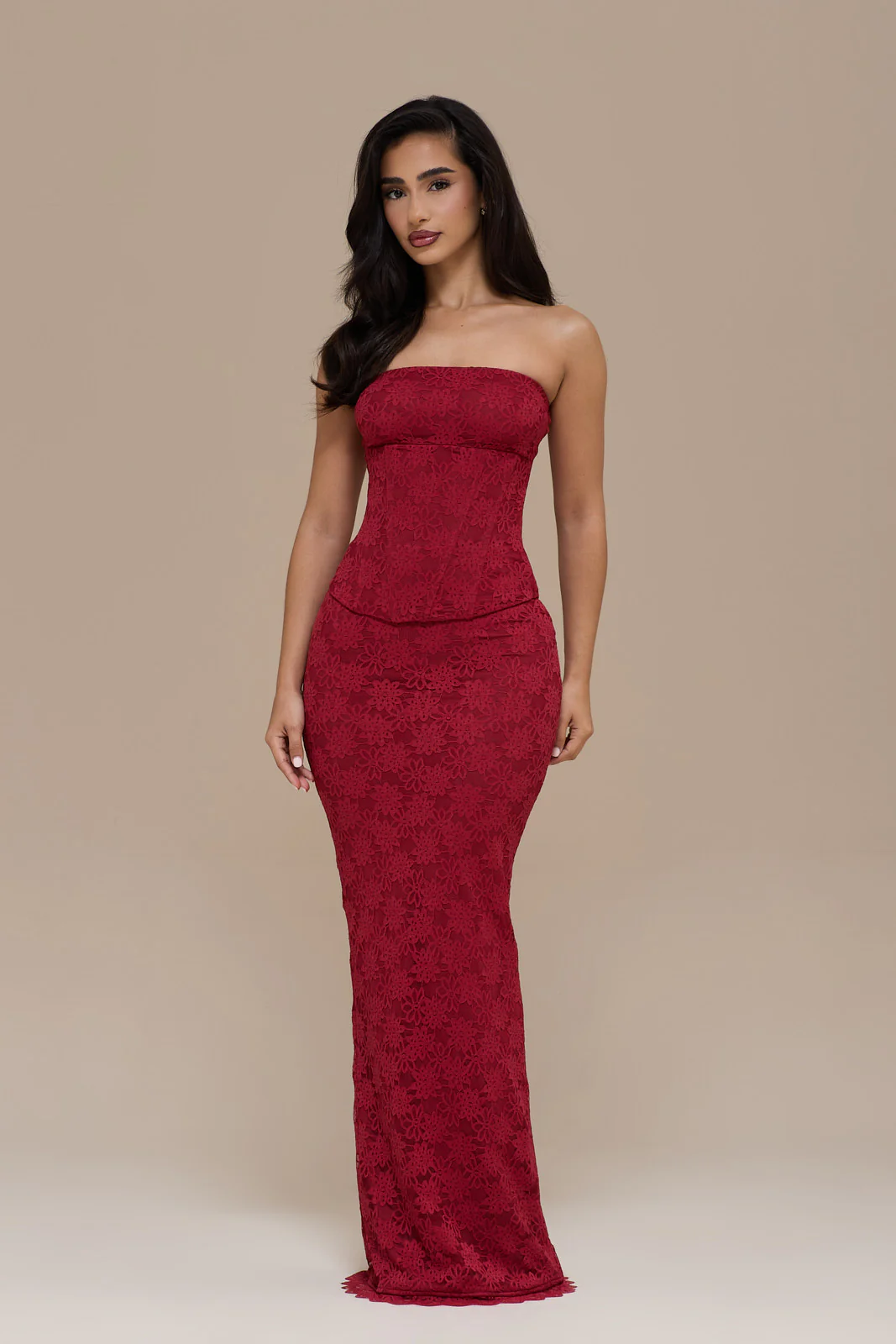 LACIE MAXI SKIRT | RED LACE - Image 5