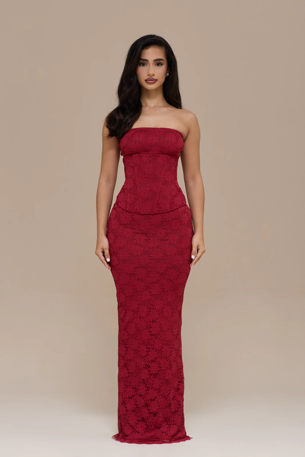 LACIE MAXI SKIRT | RED LACE - Image 6