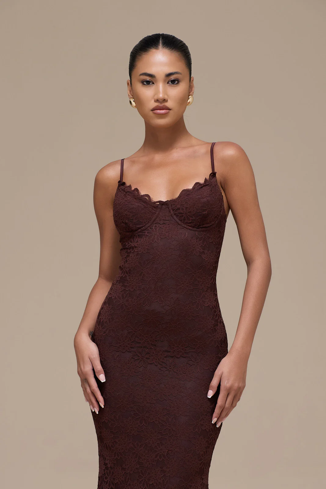LEAH LACE MAXI DRESS | CHOCOLATE - Image 11