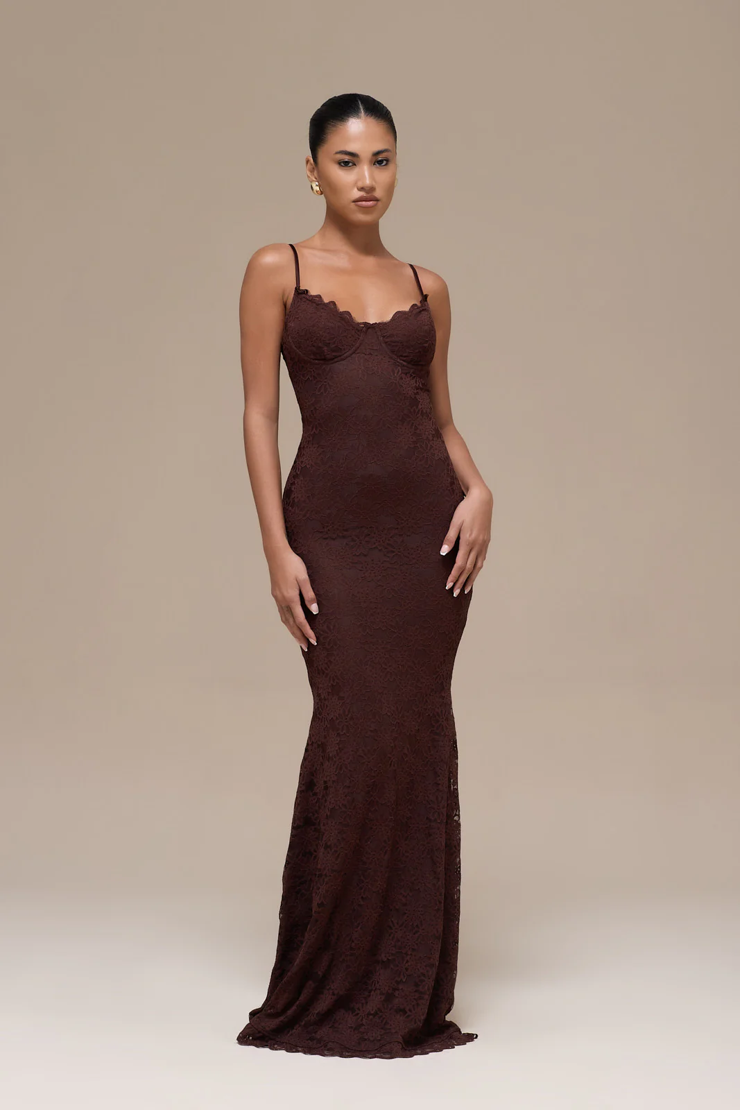 LEAH LACE MAXI DRESS | CHOCOLATE - Image 12