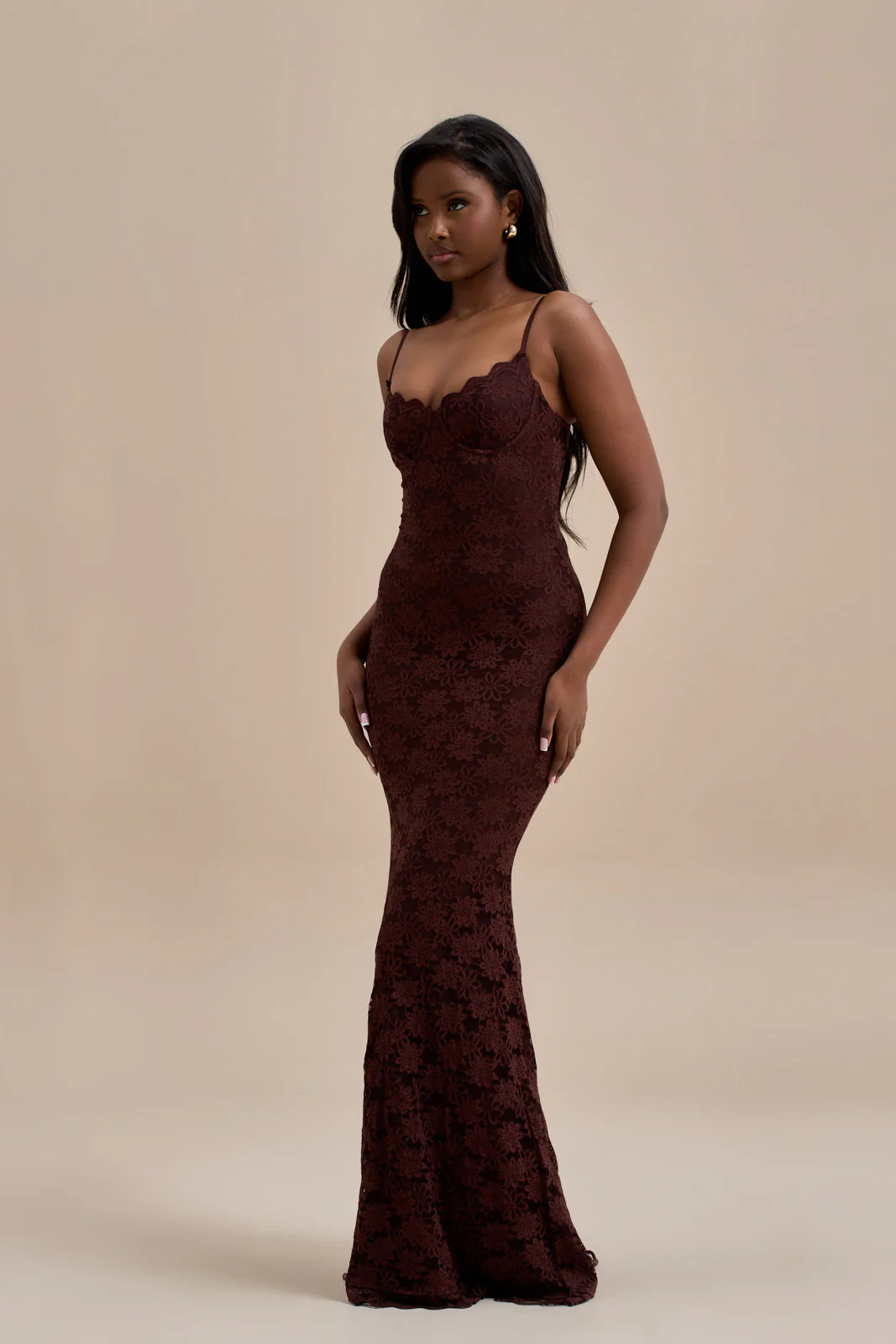 LEAH LACE MAXI DRESS | CHOCOLATE - Image 13