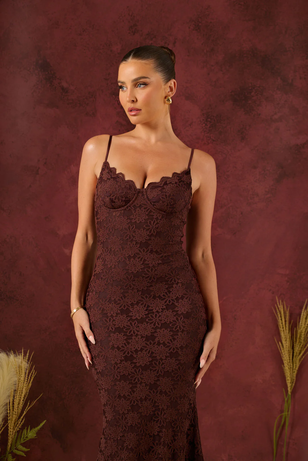 LEAH LACE MAXI DRESS | CHOCOLATE - Image 18