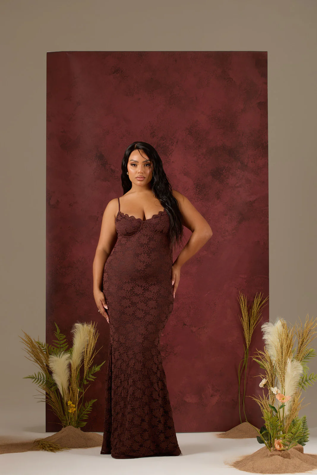 LEAH LACE MAXI DRESS | CHOCOLATE - Image 22