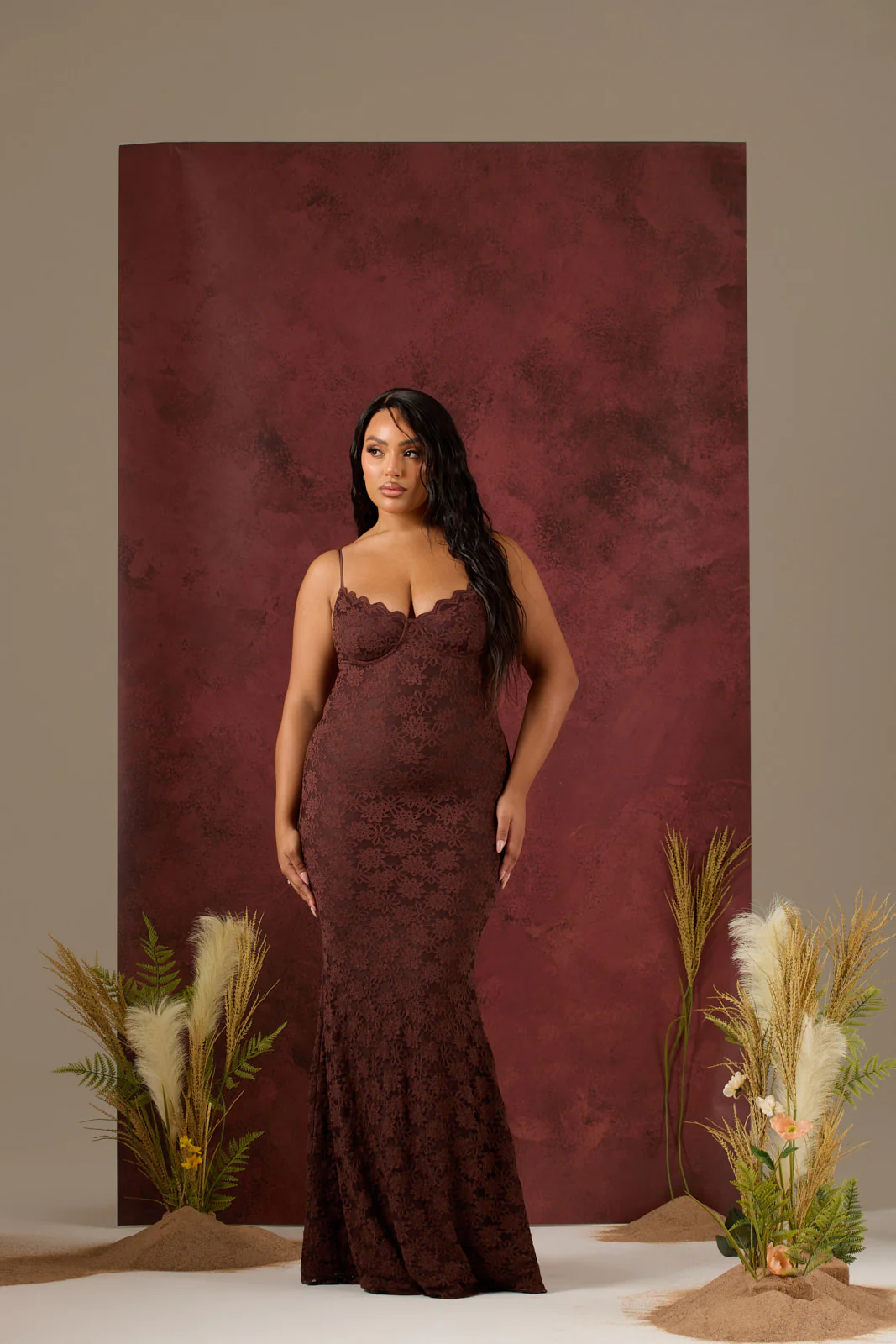 LEAH LACE MAXI DRESS | CHOCOLATE - Image 25