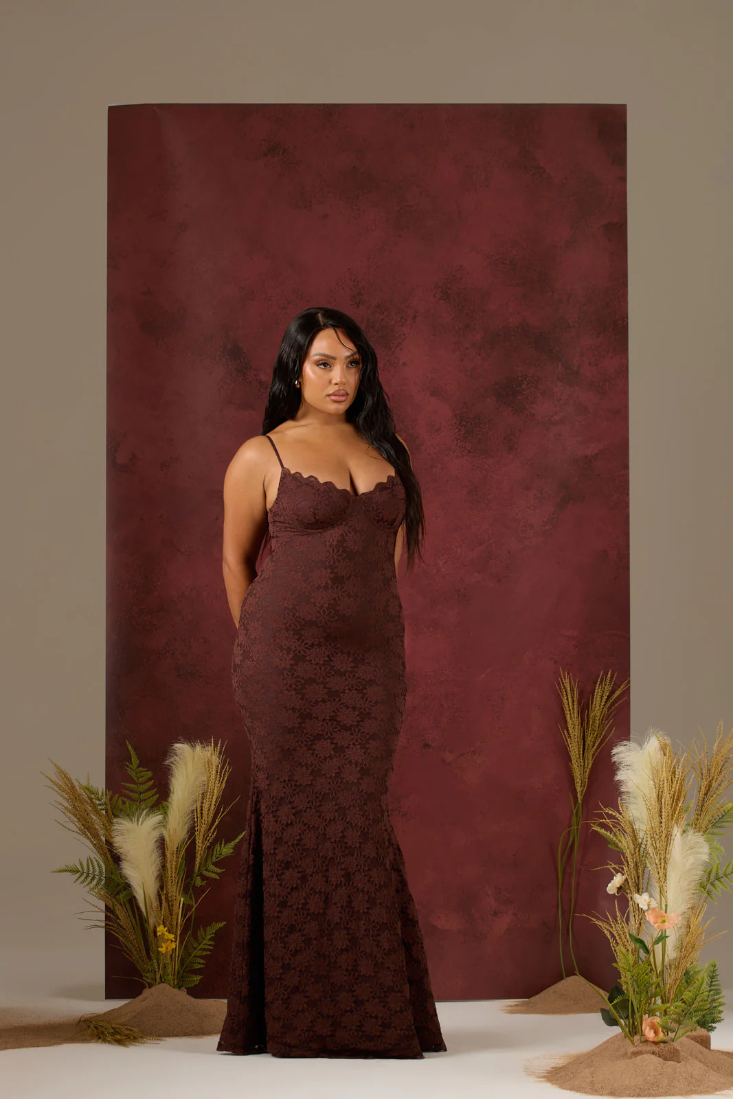 LEAH LACE MAXI DRESS | CHOCOLATE - Image 26
