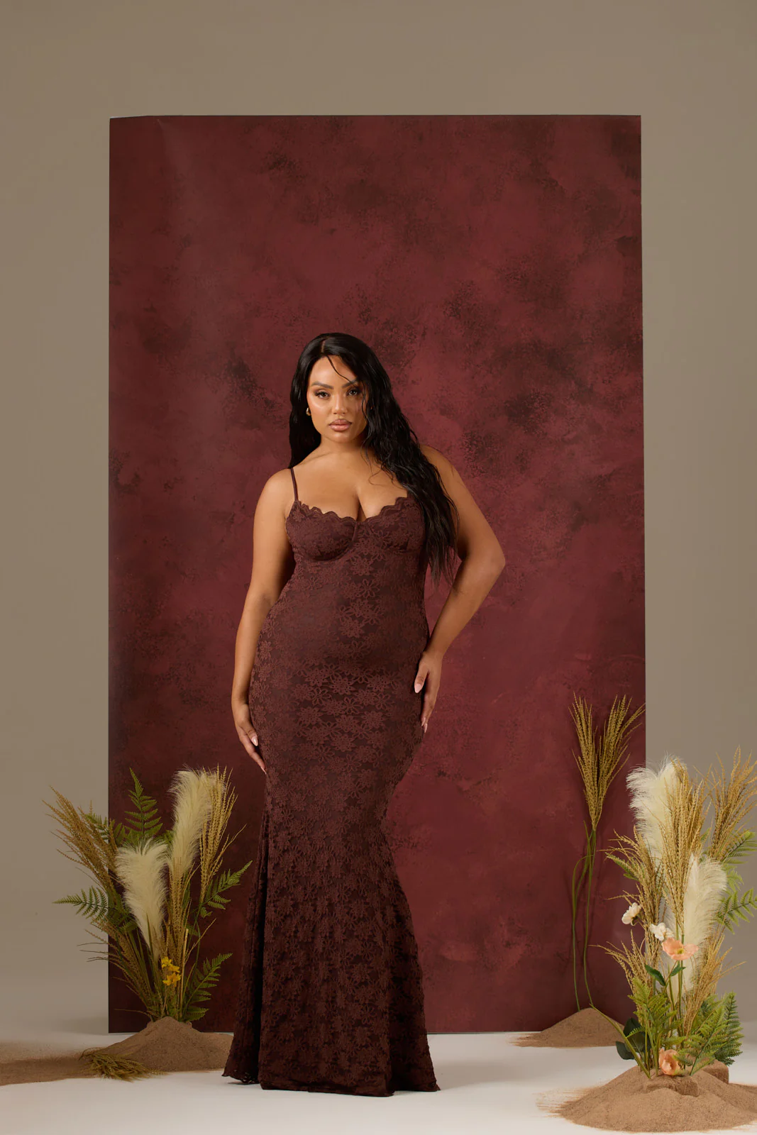 LEAH LACE MAXI DRESS | CHOCOLATE - Image 28
