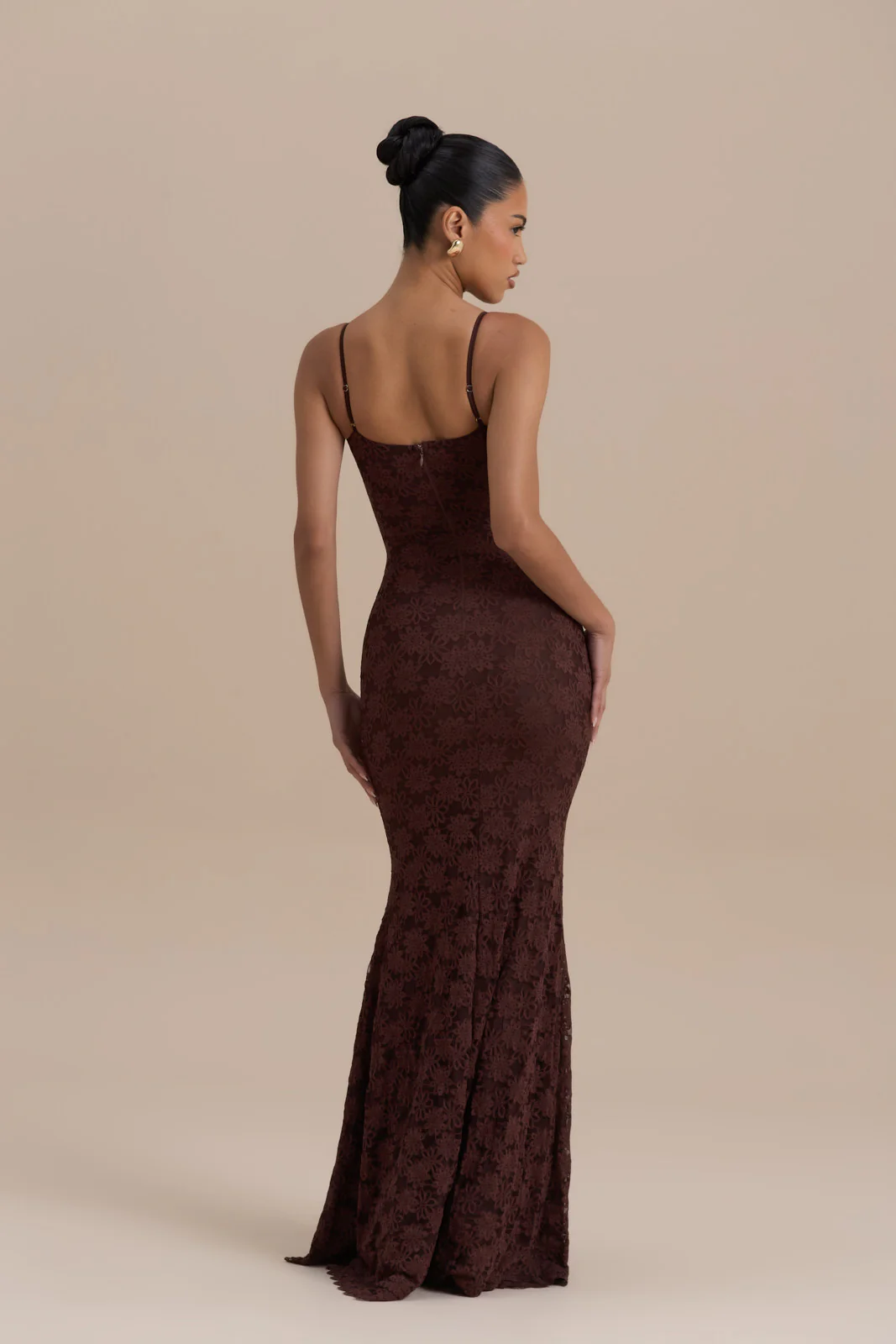 LEAH LACE MAXI DRESS | CHOCOLATE - Image 4