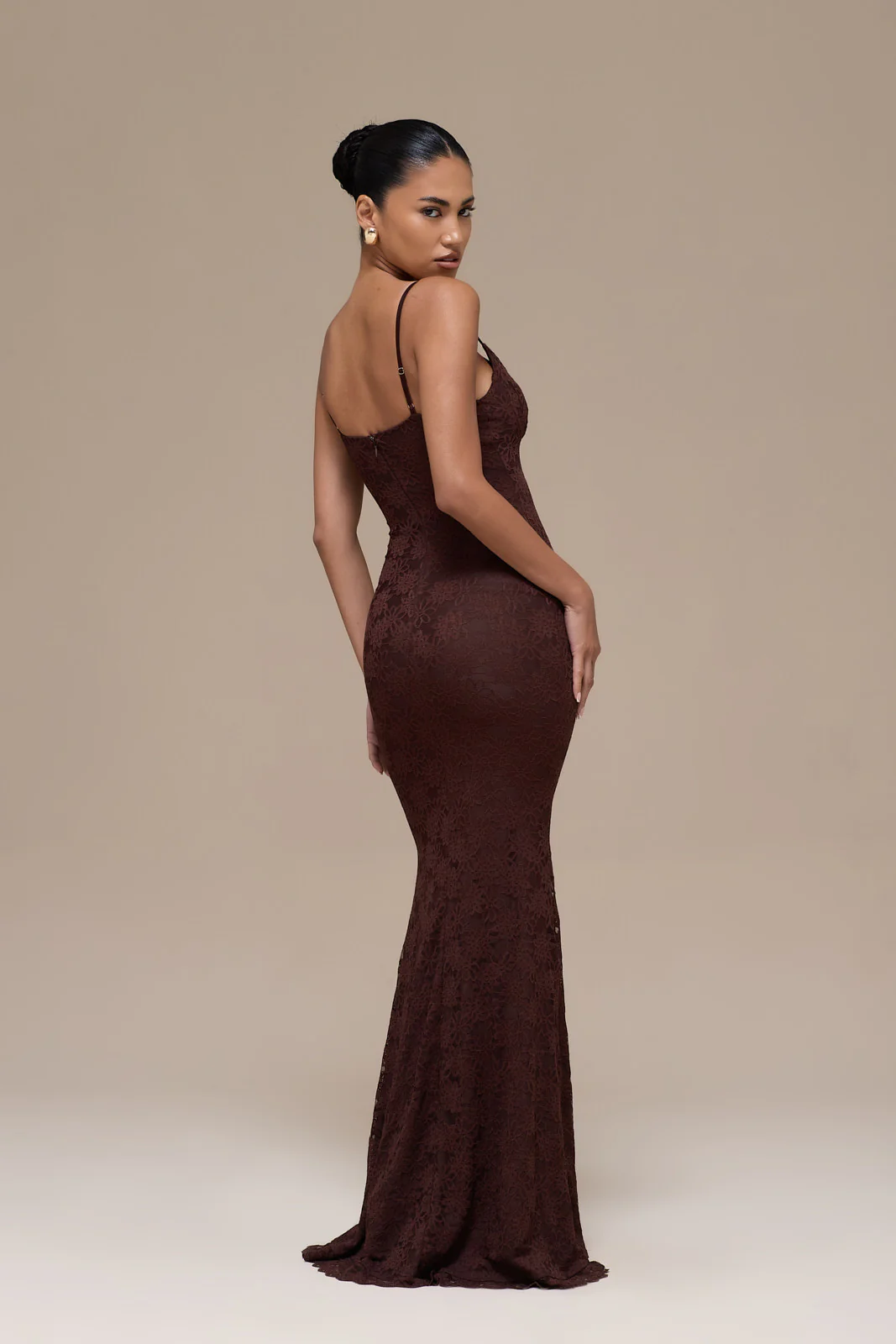 LEAH LACE MAXI DRESS | CHOCOLATE - Image 7
