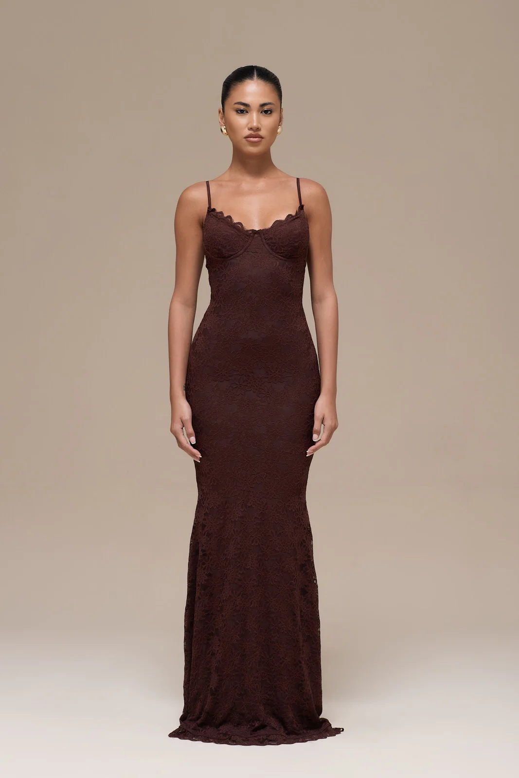 LEAH LACE MAXI DRESS | CHOCOLATE - Image 9
