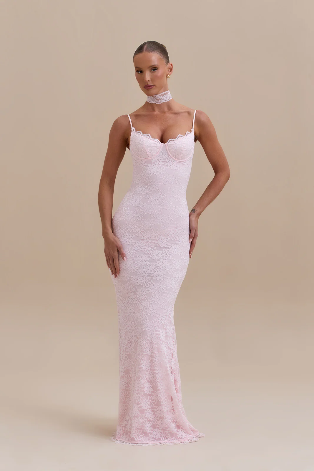 LEAH LACE MAXI DRESS | BABY PINK - Image 10