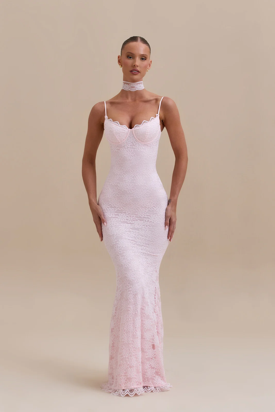 LEAH LACE MAXI DRESS | BABY PINK - Image 12