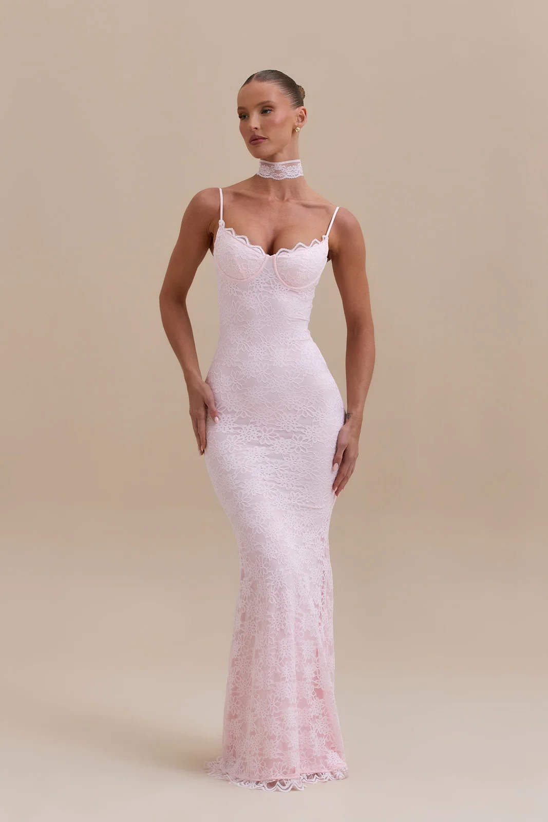 LEAH LACE MAXI DRESS | BABY PINK - Image 4