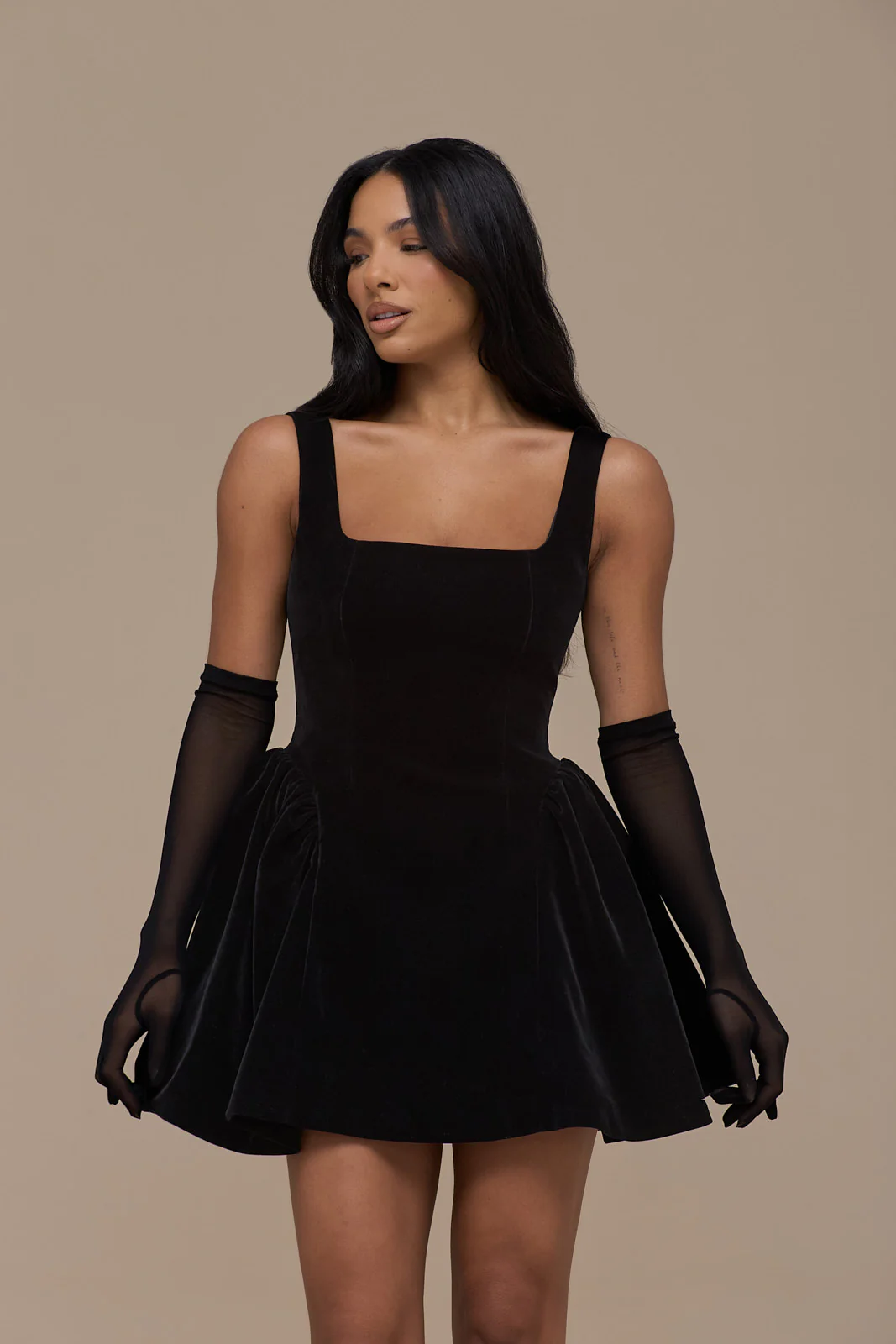 LUCKY MINI DRESS | BLACK VELVET