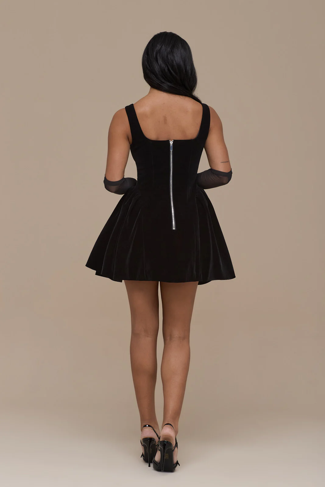LUCKY MINI DRESS | BLACK VELVET - Image 3