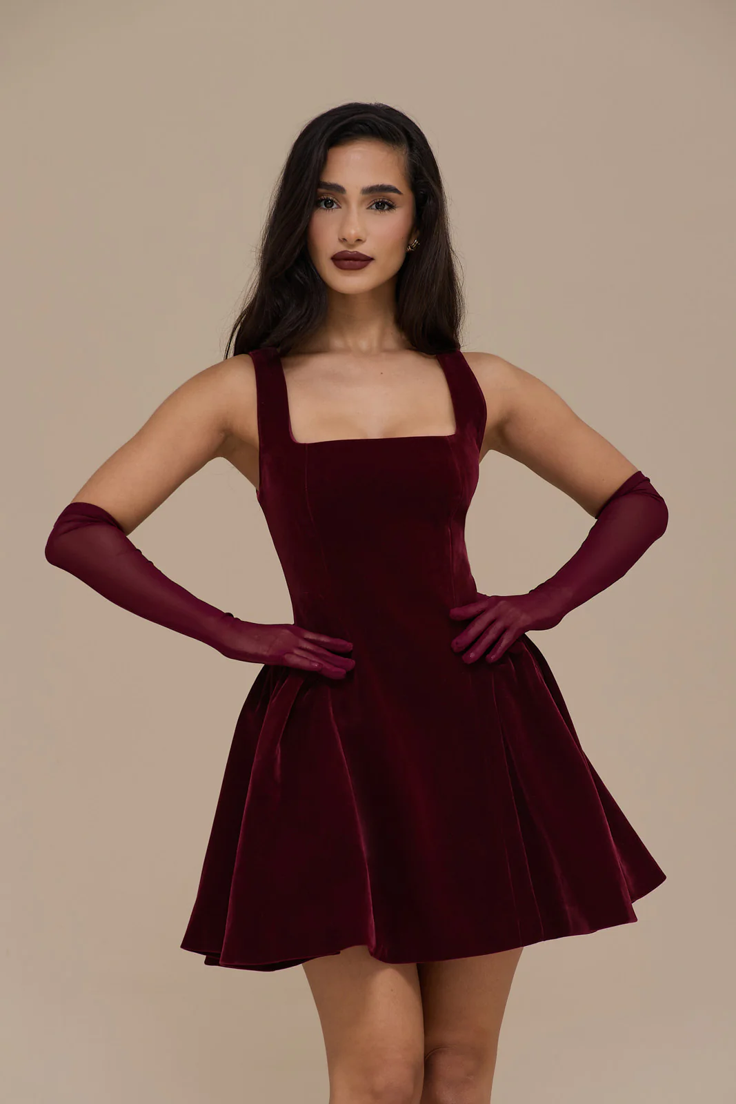 LUCKY MINI DRESS | WINE VELVET - Image 10