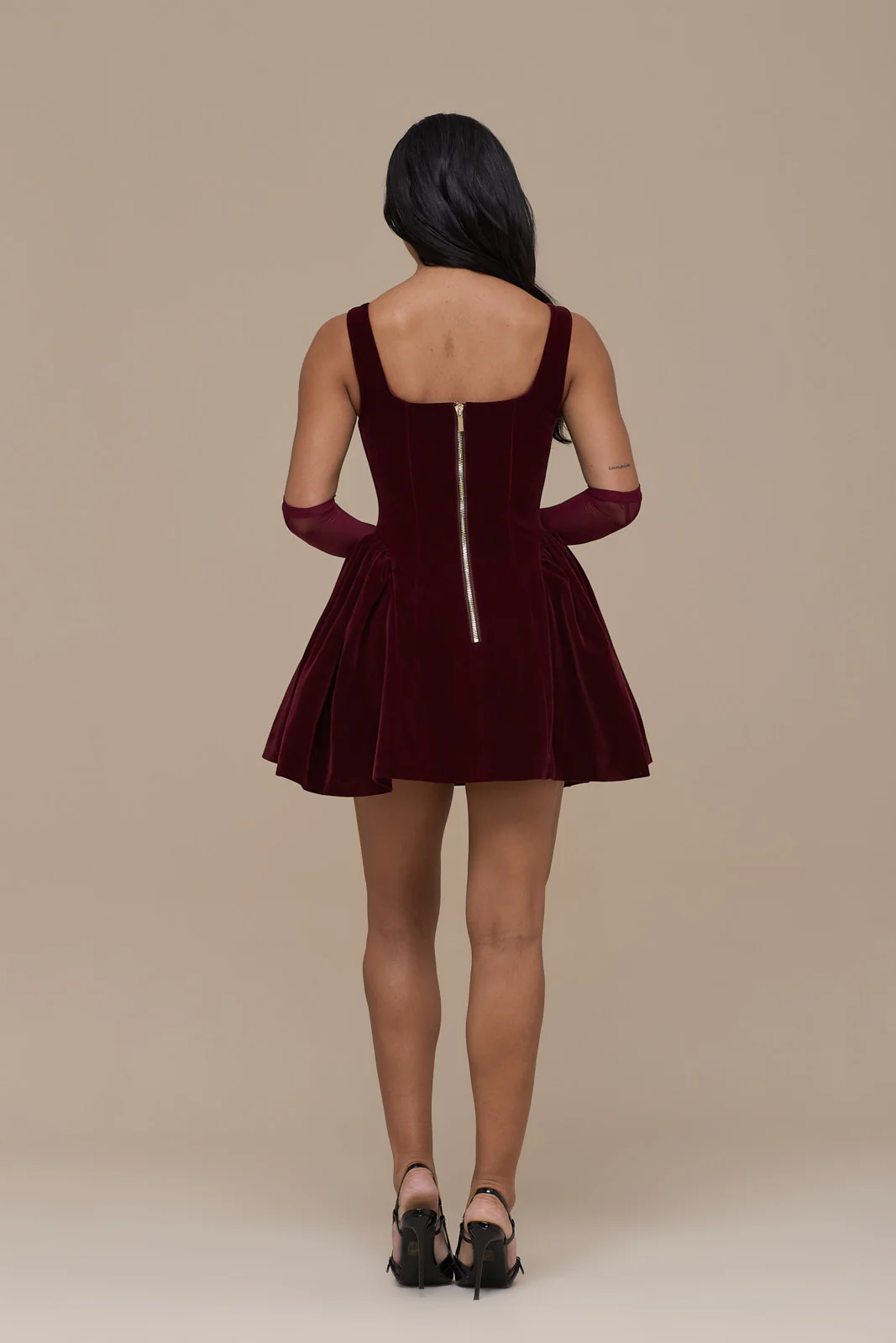 LUCKY MINI DRESS | WINE VELVET - Image 3