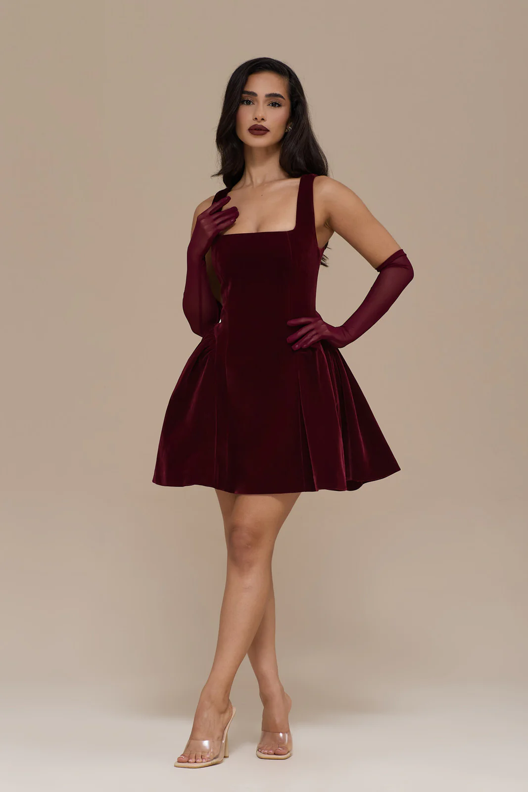 LUCKY MINI DRESS | WINE VELVET - Image 7