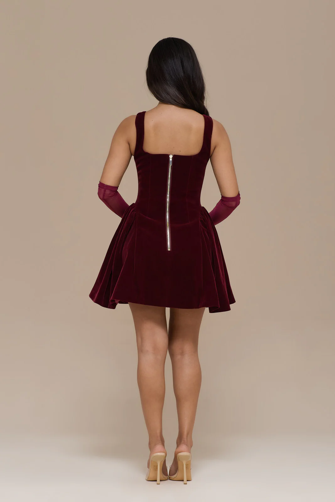 LUCKY MINI DRESS | WINE VELVET - Image 8