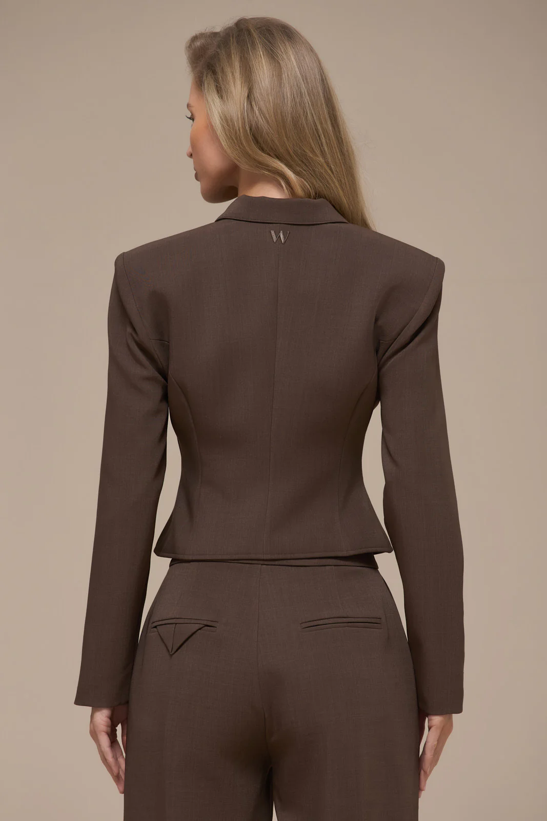 MAEVE LONG SLEEVE TAILORED TOP WITH ZIP | BROWN - Image 3