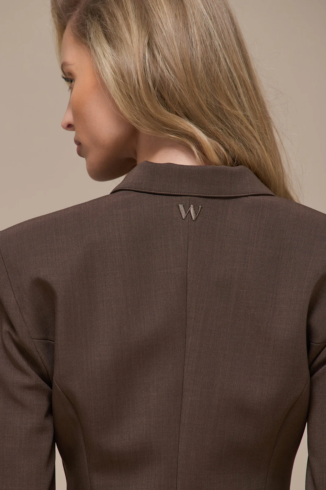 MAEVE LONG SLEEVE TAILORED TOP WITH ZIP | BROWN - Image 4