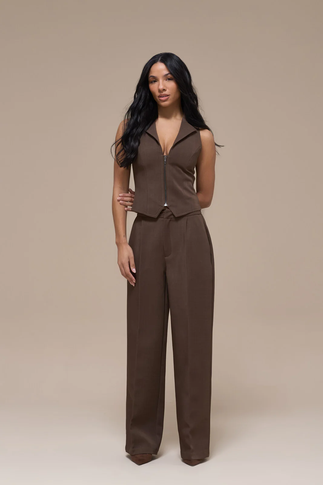 MAEVE TAILORED TROUSERS | BROWN