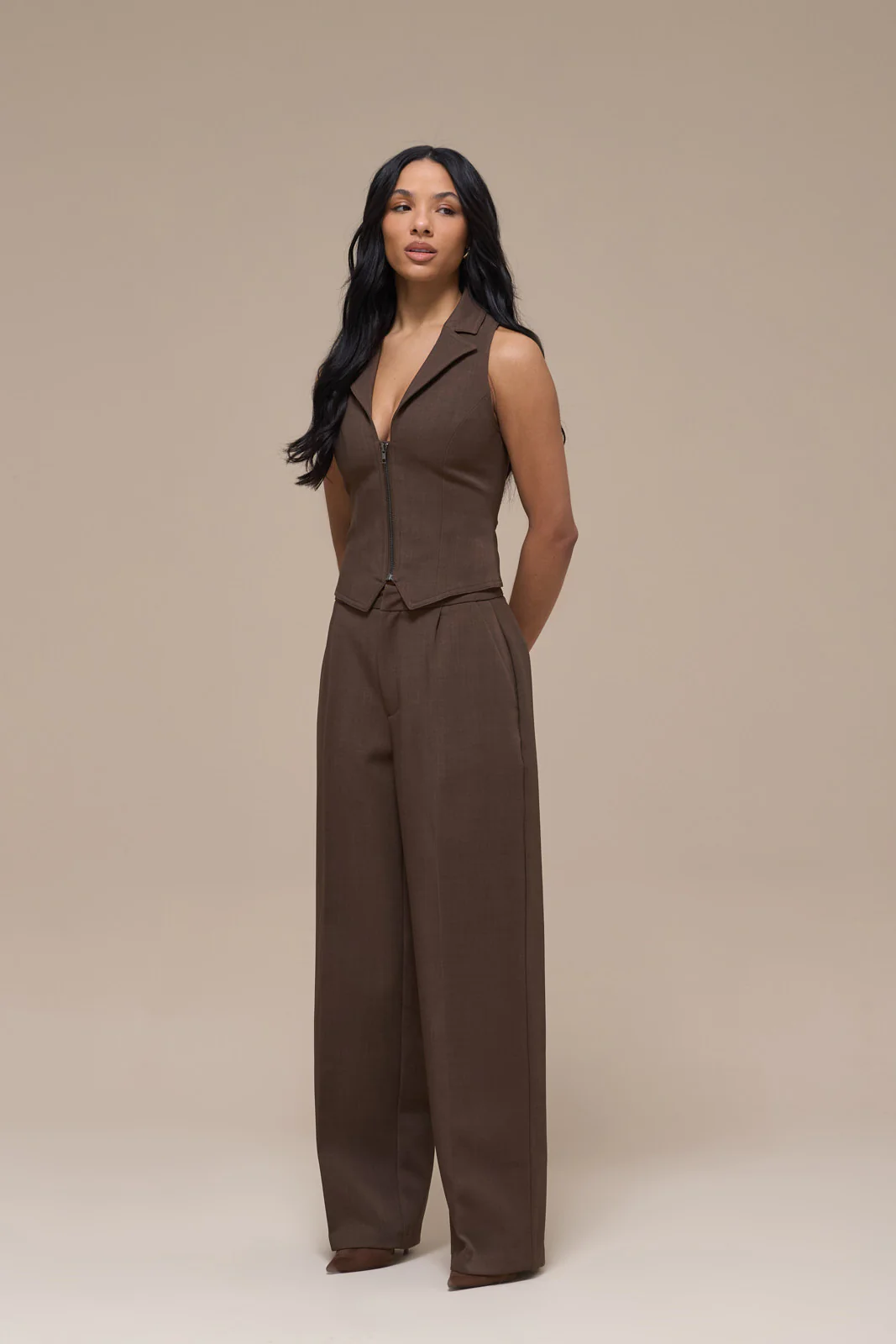 MAEVE TAILORED TROUSERS | BROWN - Image 3