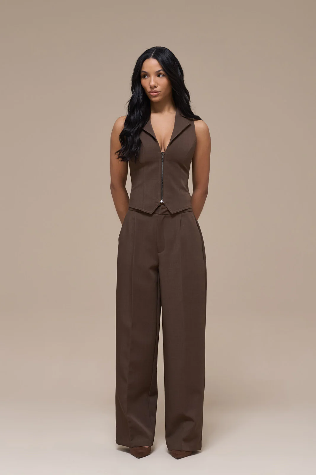MAEVE TAILORED TROUSERS | BROWN - Image 6