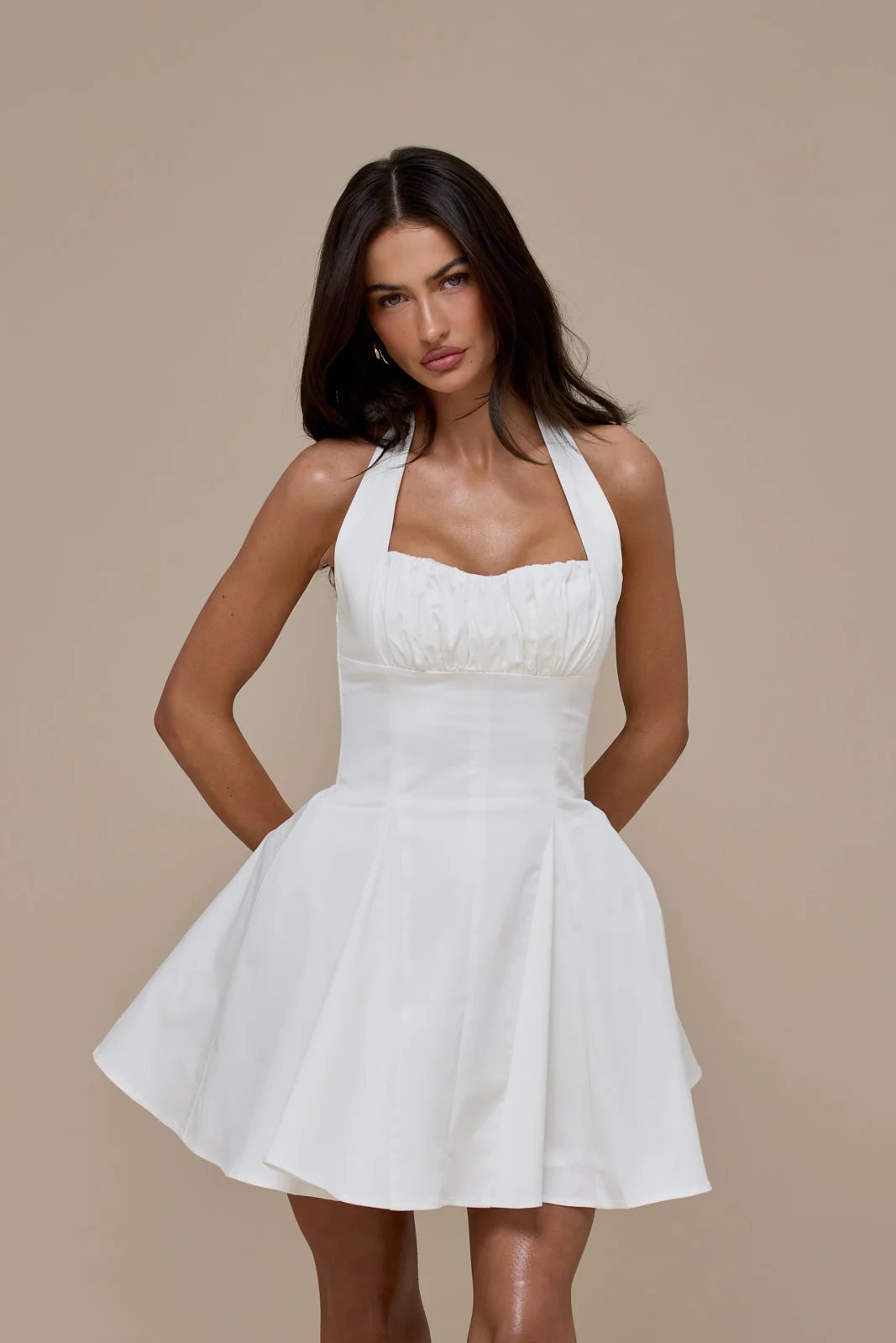 MARILYN HALTER NECK MINI DRESS | WHITE - Image 5