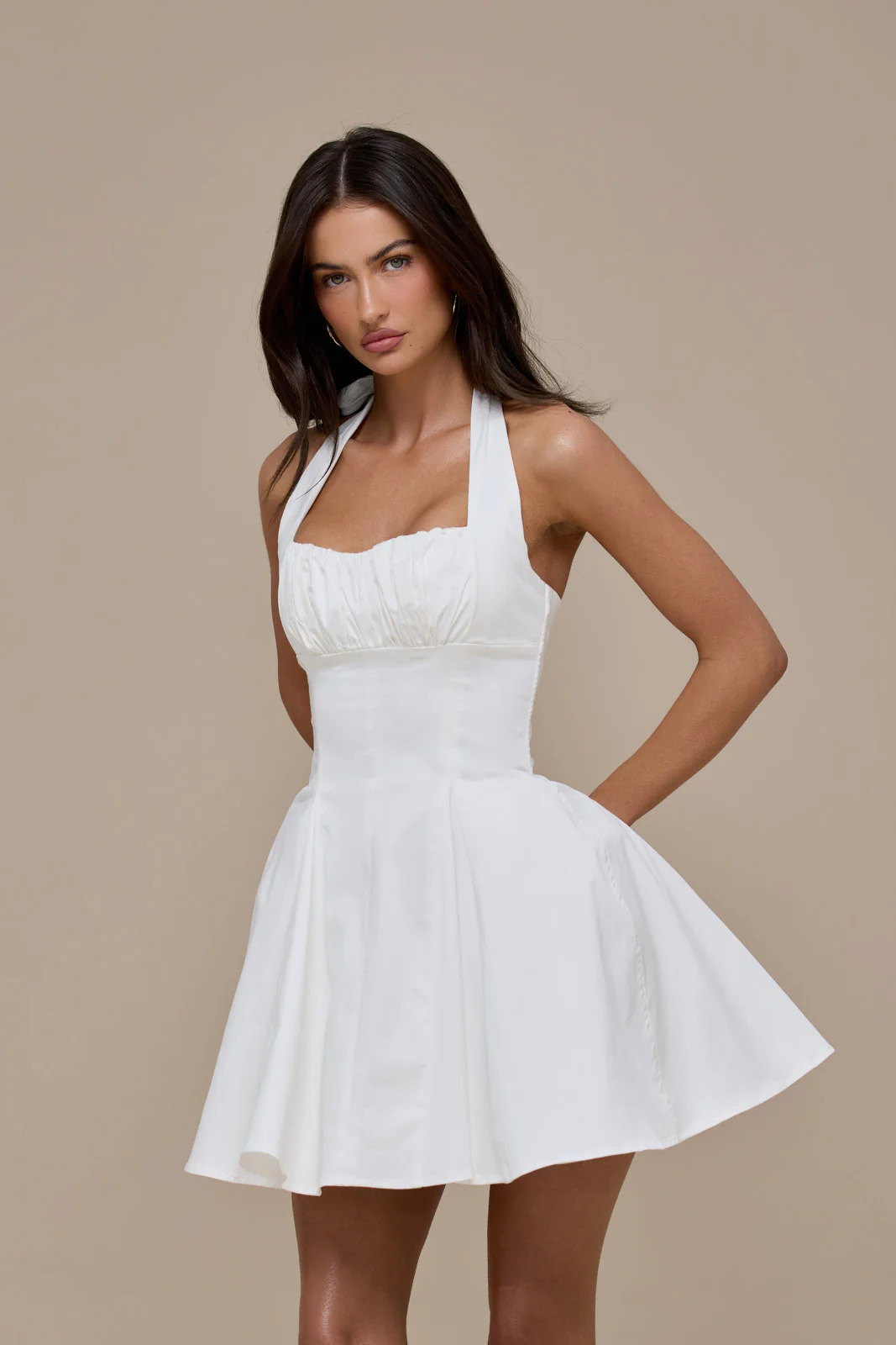 MARILYN HALTER NECK MINI DRESS | WHITE - Image 6