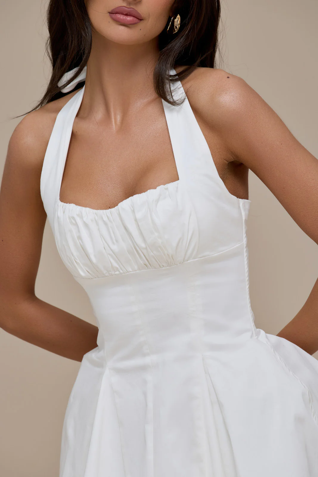 MARILYN HALTER NECK MINI DRESS | WHITE - Image 7