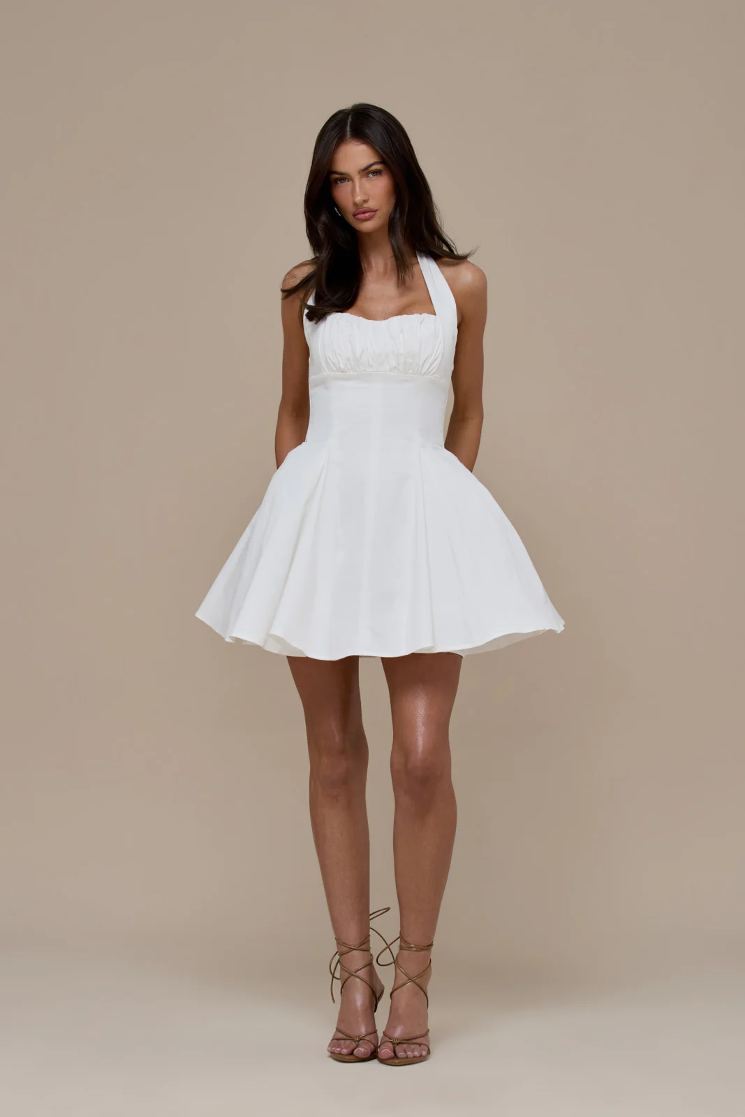 MARILYN HALTER NECK MINI DRESS | WHITE - Image 9