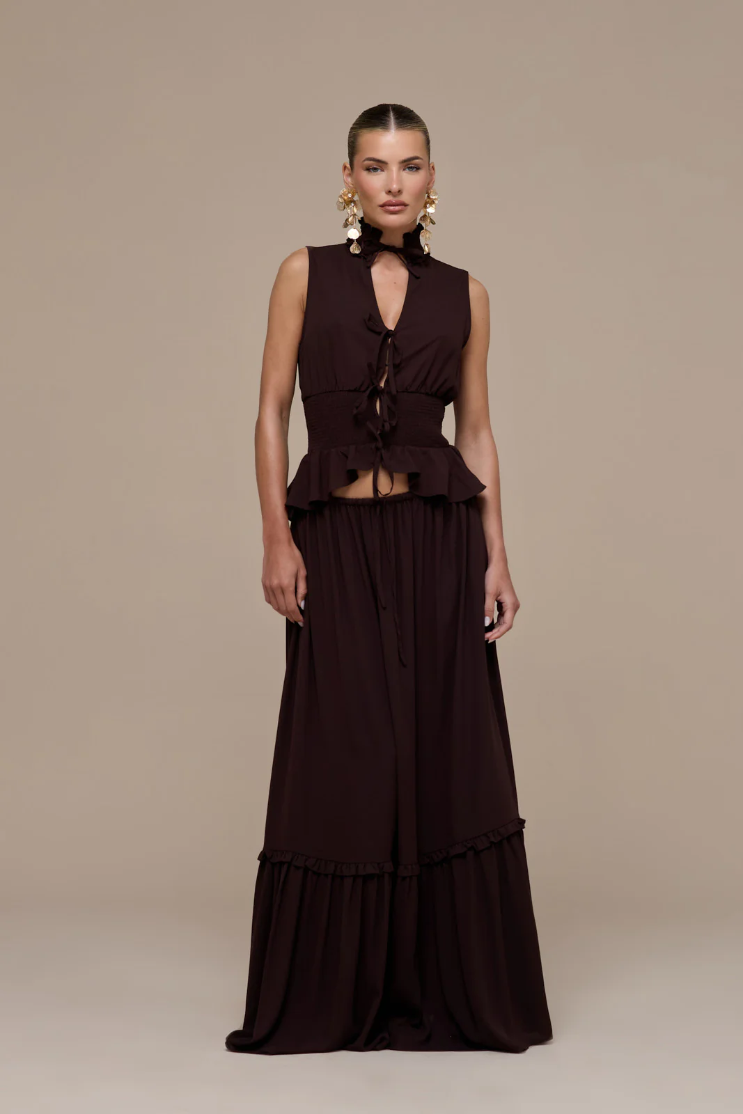 MEADOW MAXI SKIRT | CHOCOLATE BROWN - Image 2