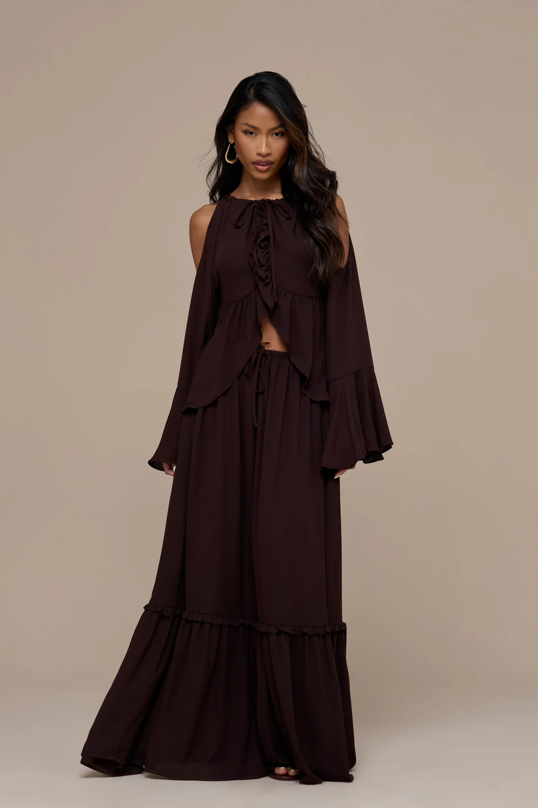 MEADOW MAXI SKIRT | CHOCOLATE BROWN - Image 3