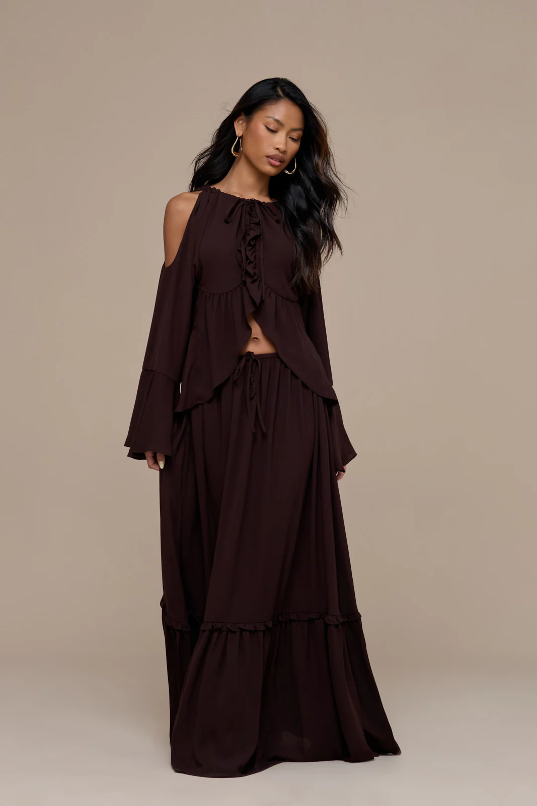 MEADOW MAXI SKIRT | CHOCOLATE BROWN - Image 4