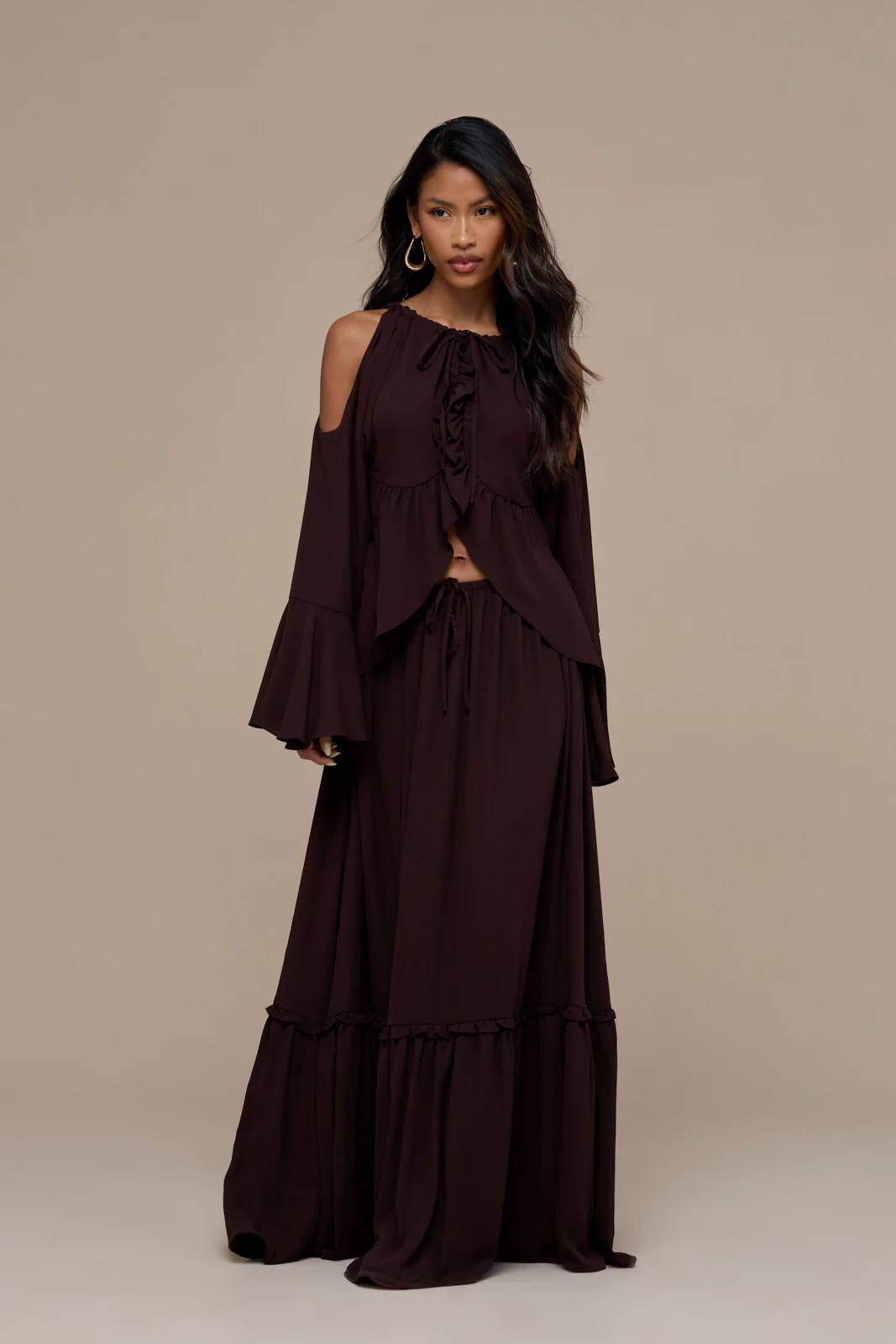 MEADOW MAXI SKIRT | CHOCOLATE BROWN - Image 5