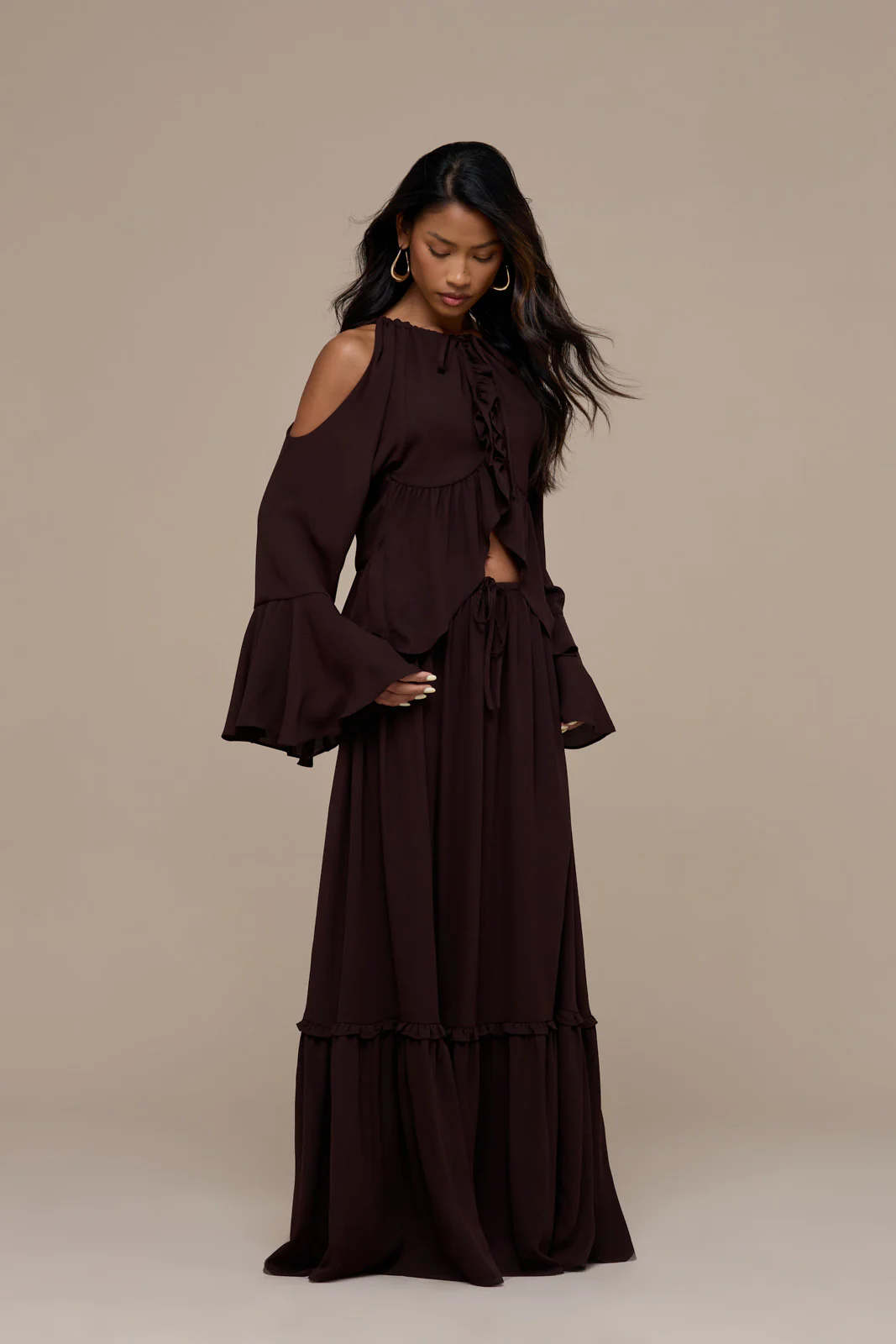 MEADOW MAXI SKIRT | CHOCOLATE BROWN - Image 6