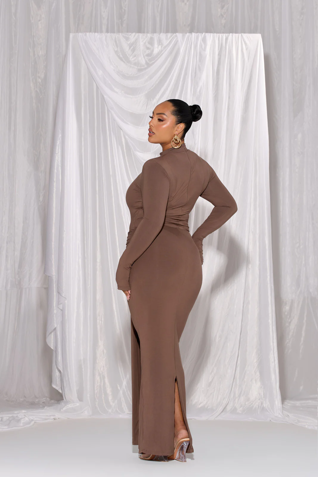 NARA DRAPE MAXI SKIRT | CHOCOLATE - Image 15